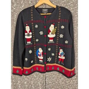 Vintage Design Original Studio Joy Women's PL Christmas Embroidered Cardigan